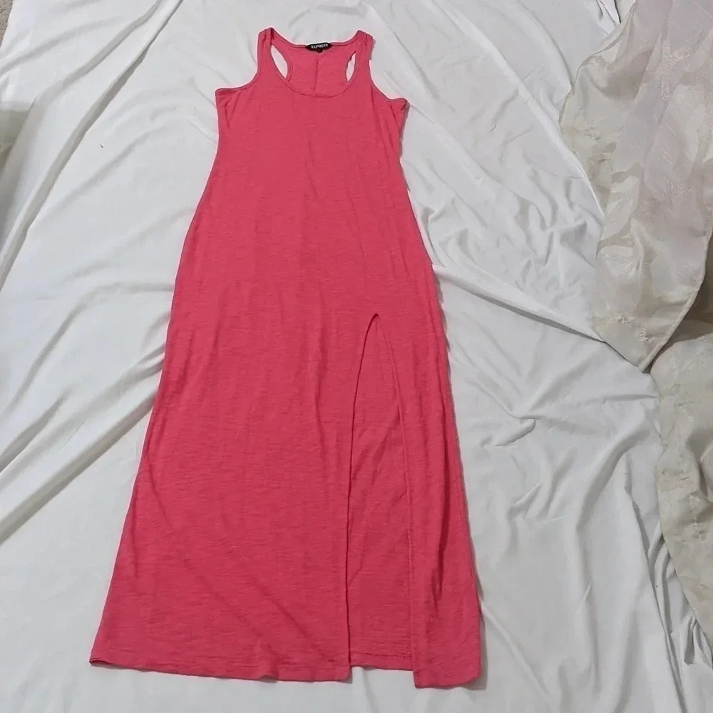 Express Sleeveless Razorback Tank Maxi Dress, Color Pink Size S